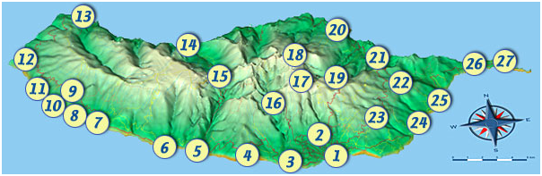 Landkarte von Madeira mit wichtigen Orten