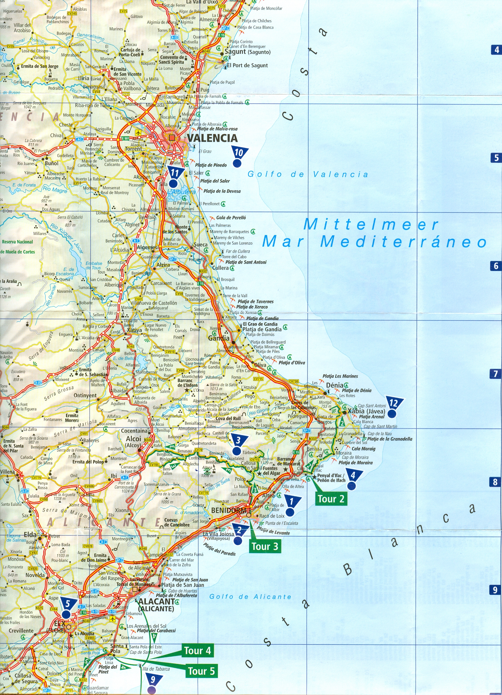 Karte der Costa Blanca