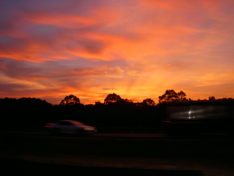 Abendrot auf dem Weg nach Sidney