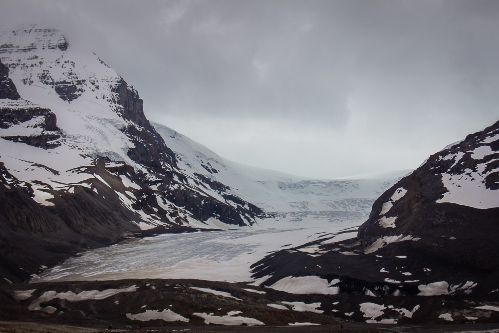 Athabasca Gletscher bei Schlechtwetter
